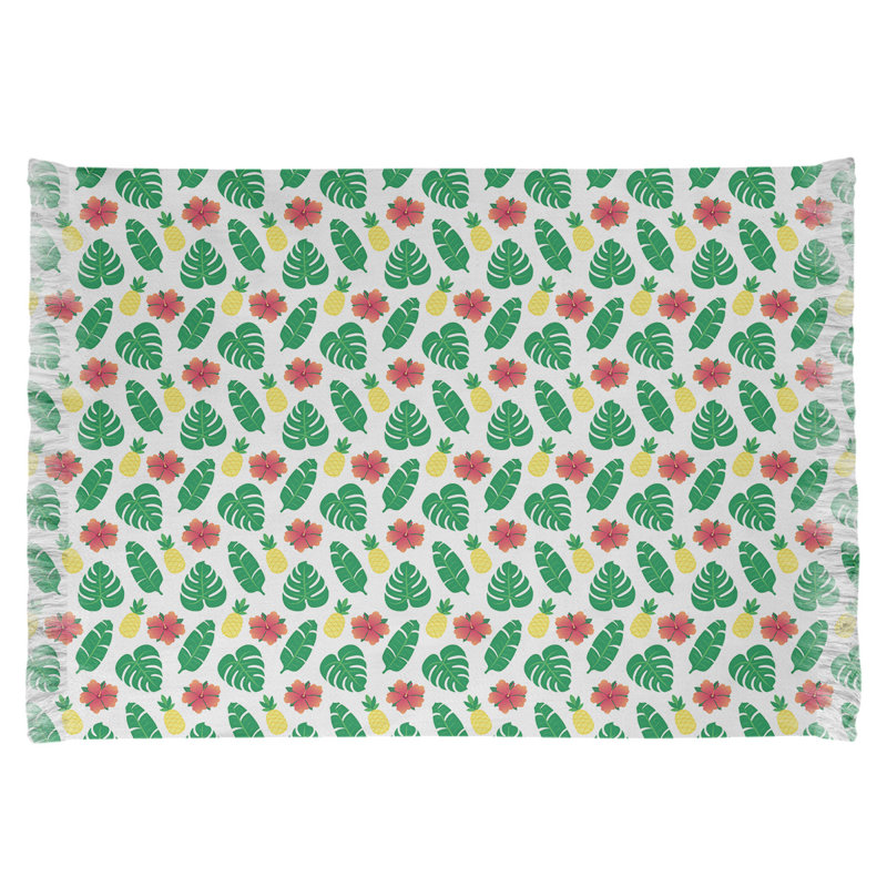 Beige tropical/Tapis décoratif vert, non
