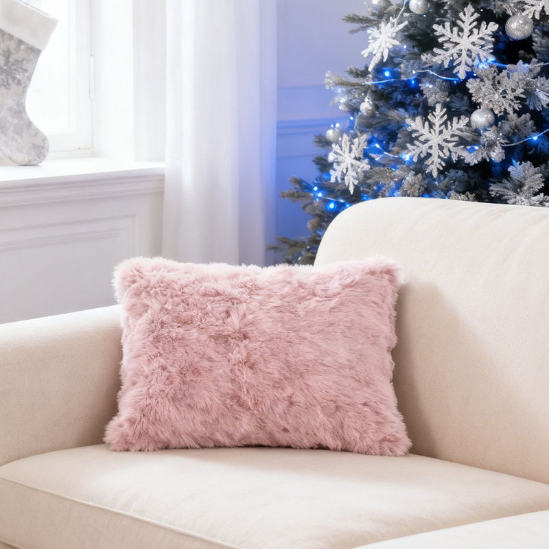 Cotton Rectangular Backrest Cushion, Pink