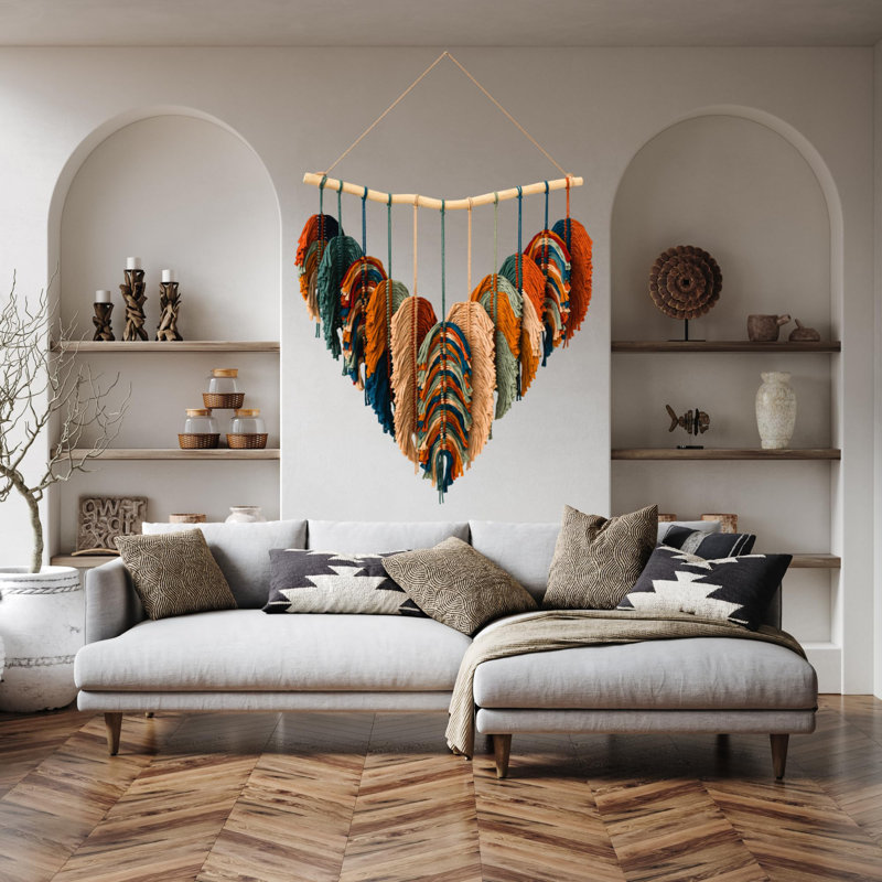 Décoration murale Boho - Grande décoration murale en macramé - Décoration de chambre à coucher Boho - Tapisserie pour chambre à coucher - 31 po x 39 po