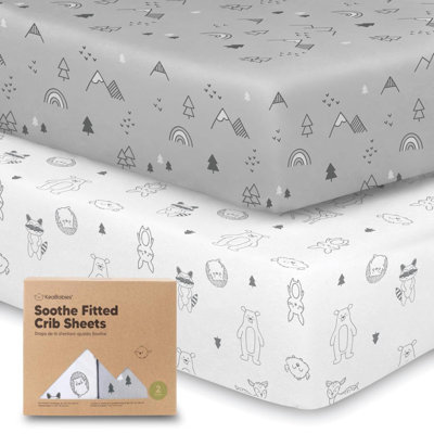 2 Pack Organic Crib Sheets For Fitted Crib Mattress Sheet Neutral Breathable Jersey Cotton Cover For Baby Bed Toddler Mattress Soft & Cute Prints Woodland
