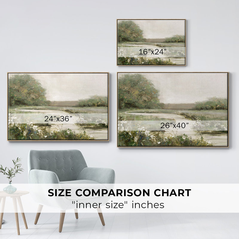 " Quiet Path " Painting Print, 27" H x 41" W x 2" D, Natural Wood Framed