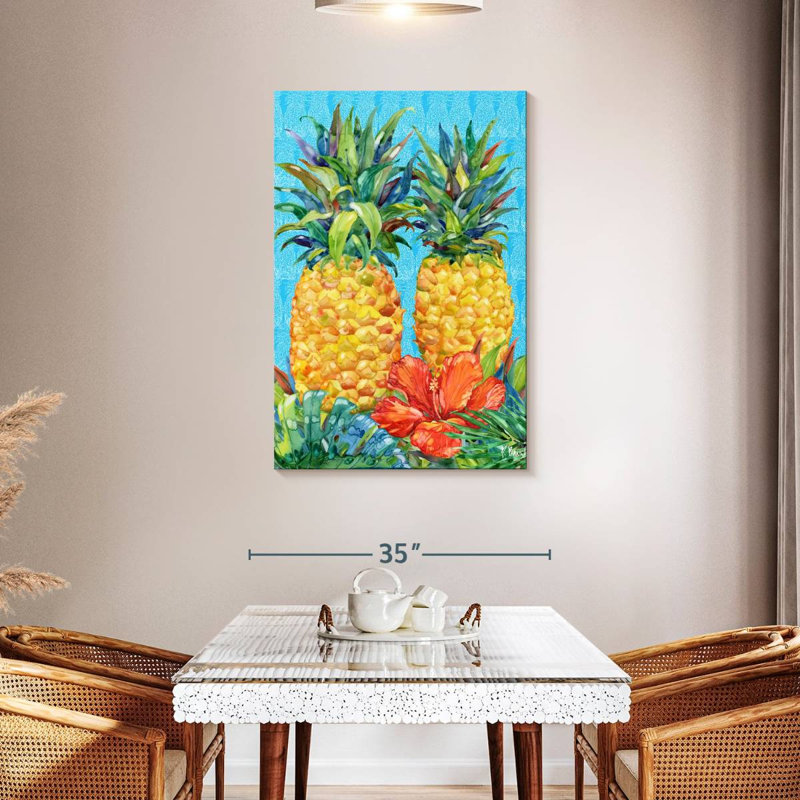 Yarlin Kona Pineapple And Hibiscus Vertical, 45" H x 30" W