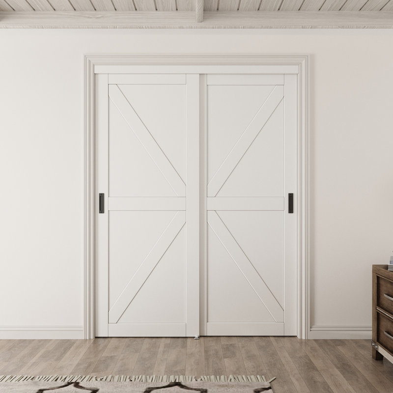 No assembled Request 80-Inch Space-Saving K Shape Sliding Closet Door - Wood Grain Door Panel, Includes Complete Hardware Set