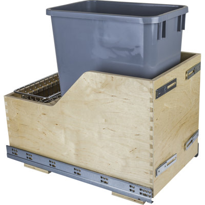 Solid Wood Open Pull Out Trash Can
