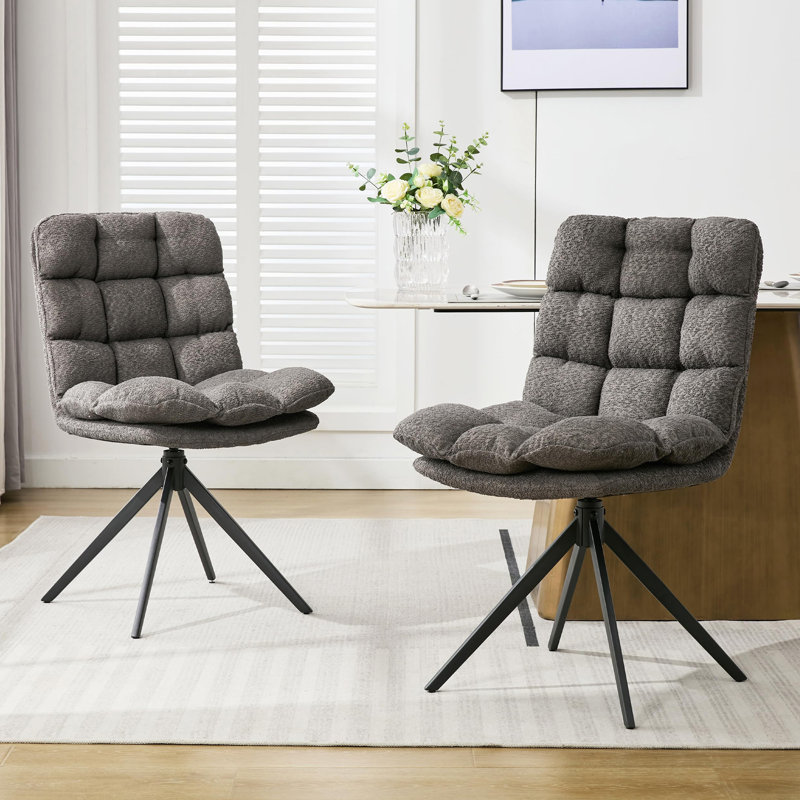 Gennadiy 55cm H Polyesterfaser Upholstered Metal Side Chair, in Grey