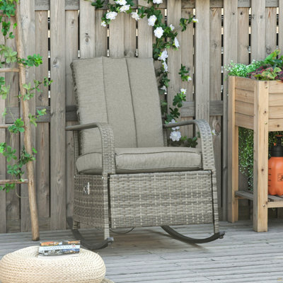 Fauteuil inclinable d'extérieur en rotin avec coussins moelleux