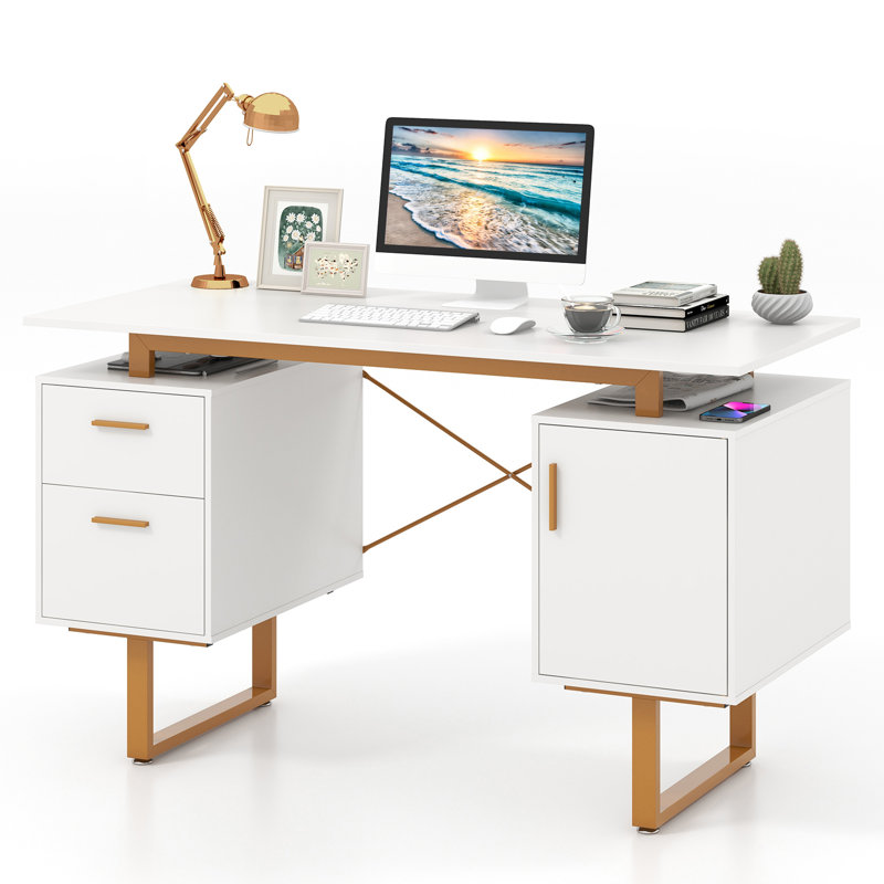 Amaleigh Modular Steel Computer Desk, White