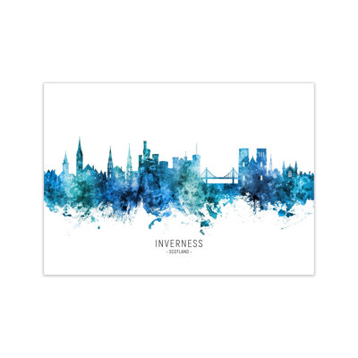 Inverness Scotland Skyline Blue City Name by Michael Tompsett - Print
