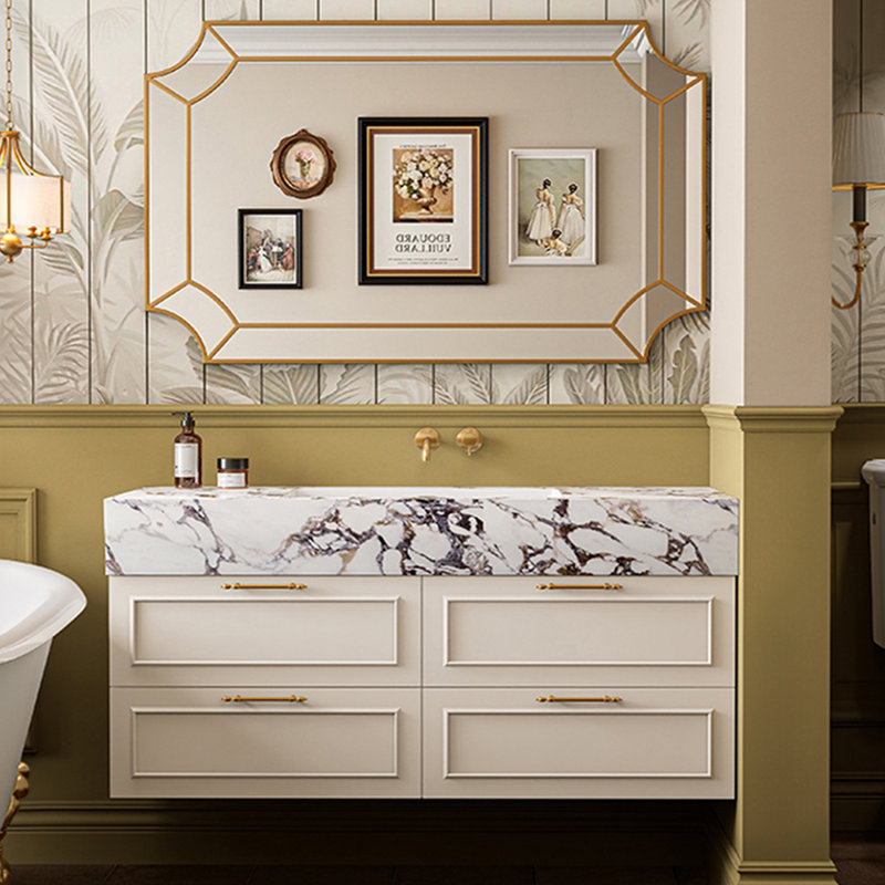 Armoire de salle de bain à la française, H 21,7 po x l 55,1 po x P 21,7 po, Blanc cassé