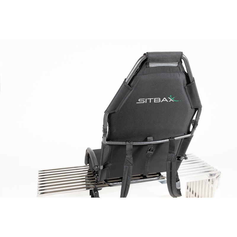 SitBax Black Padded Bleacher Seat – The Ultimate Reclining Stadium Chair with Full Back & Neck Support and 360° Swivel – Lightweight, Foldable, and Portable with Backpack Straps - Patent Pending