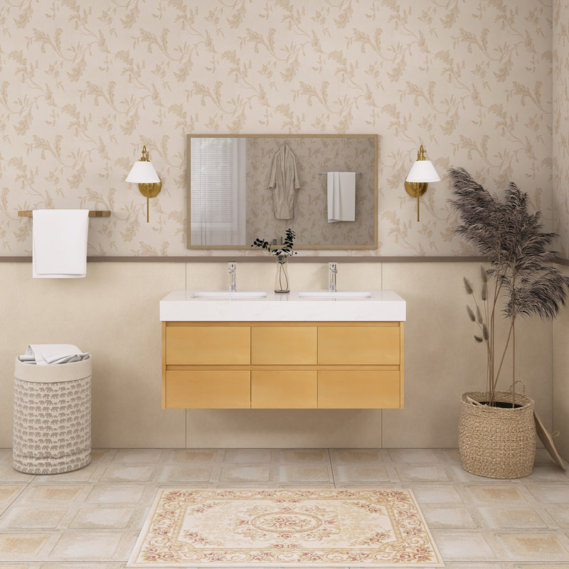 Ensemble de meuble-lavabo double 48 po avec comptoir en marbre, 48"