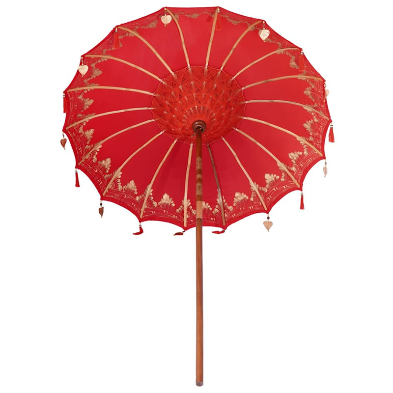 Beach Parasol, 260cm H x 185cm W x 185cm D, Red Abstract
