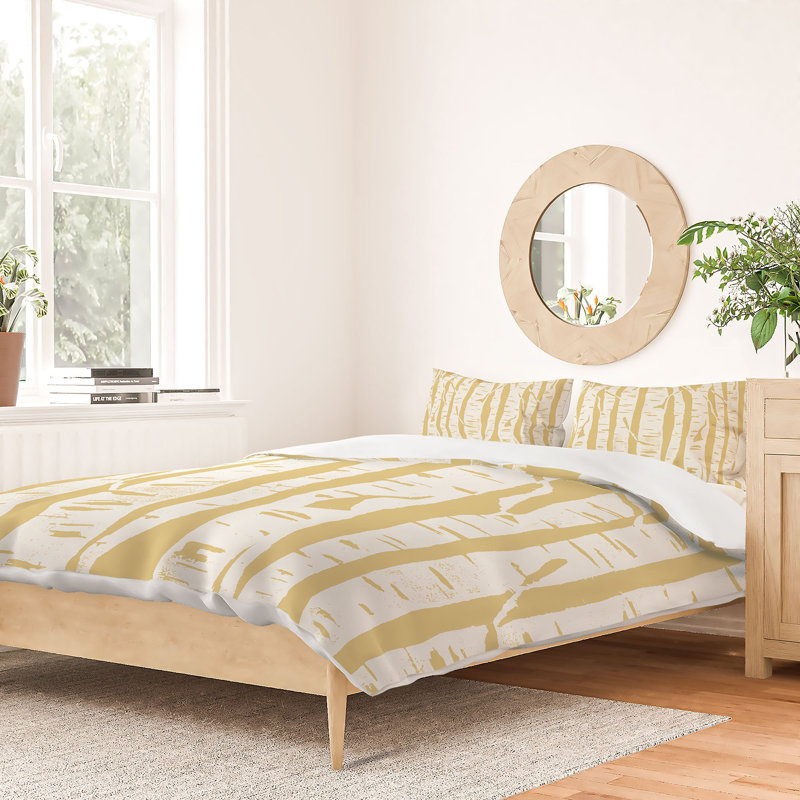 Polyester Striped Duvet Cover Set, King Duvet Cover + 2 King Shams
