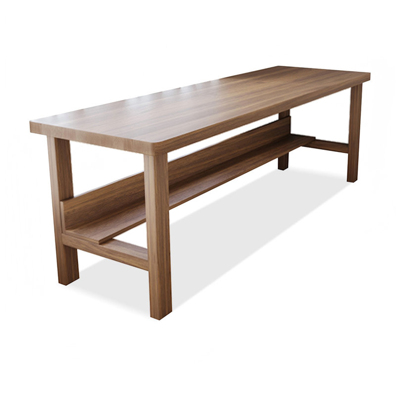 Brown Rectangular Solid Wood desk, 29.53" H x 86.61" W x 23.62" D