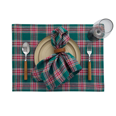 Green Tartan Plaid - 100% Pure Linen Dinner Napkins
