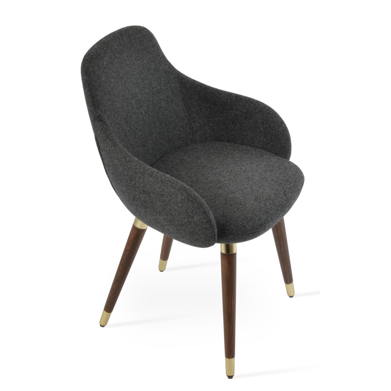Gazel Wood Armchair in Wool, Dark Gray