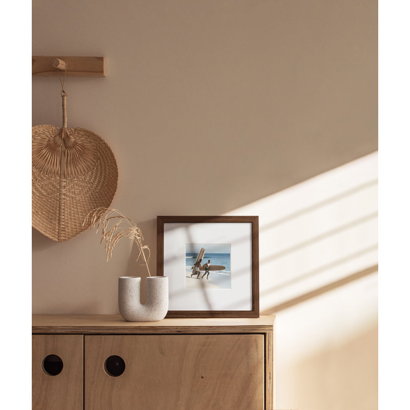 Cadre photo en bois massif avec verre, Noyer, L 8 po x H 8 po