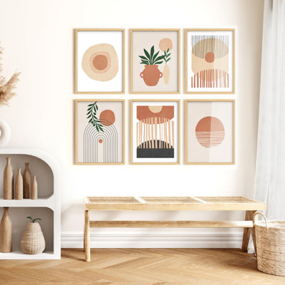 Art mural encadré, ensemble de décors de plantes tropicales et de Mid-Century, formes abstraites, illustrations nordiques modernes pour salon, chambre à coucher, bureau
