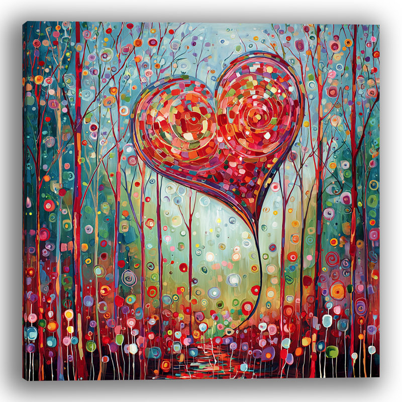 Floating Heart Path Wrapped Canvas Wall Art, 12" W x 12" H x 1" D