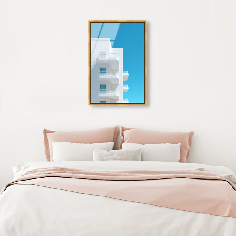Modular White II Print by Oliver Gal, 17"H x 25"W, Gold Floater Frame