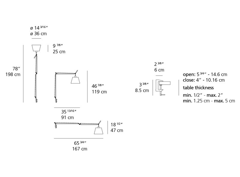 Tolomeo Mega with Table Clamp, Parchment, LED, 14"