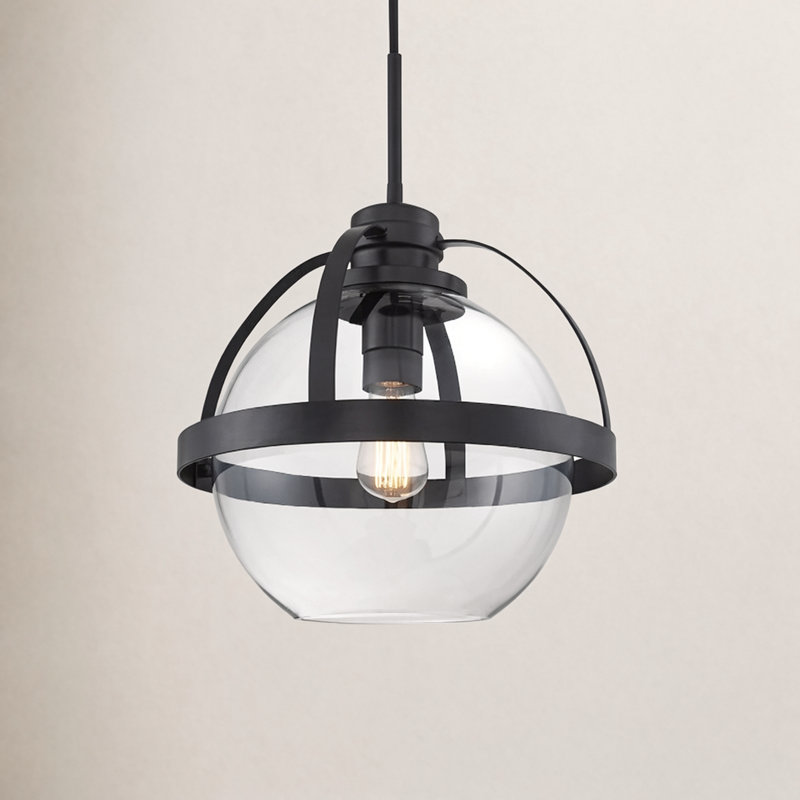 Luminaire suspendu simple en verre Margos, Noir mat