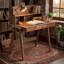 Table d'écriture en bois massif de style Mid-Century, bureau d'ordinateur 100% bois naturel avec tiroir de rangement pour chambre à coucher et bureau