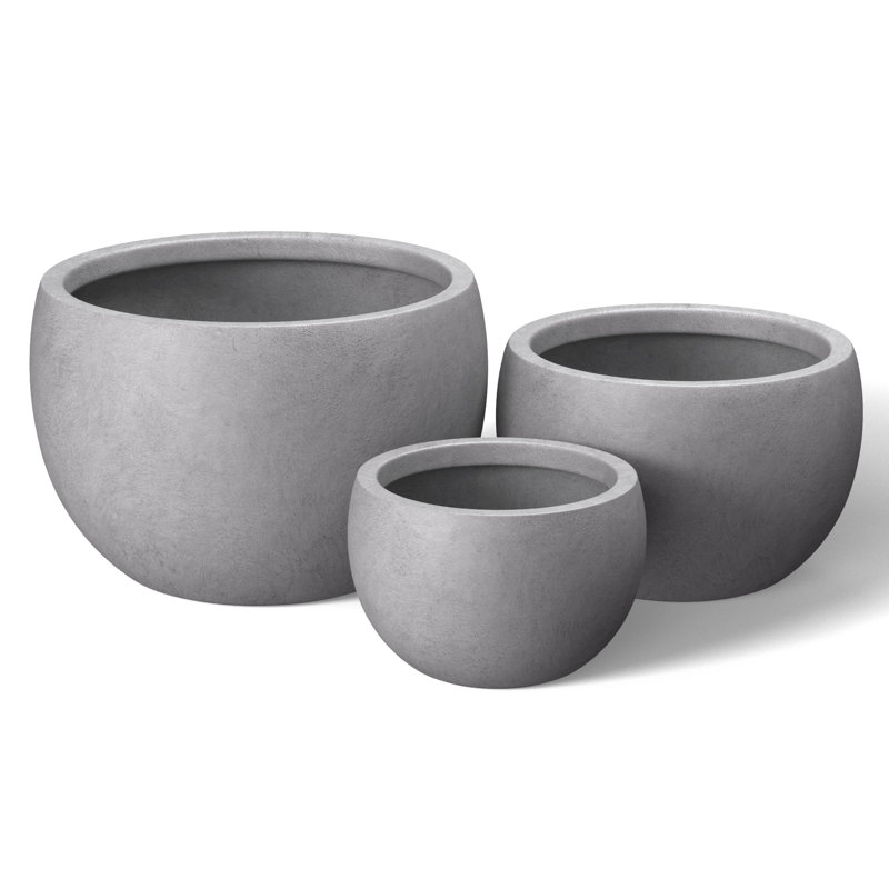 Amethy Cement Pot Planter Set, Medium Gray