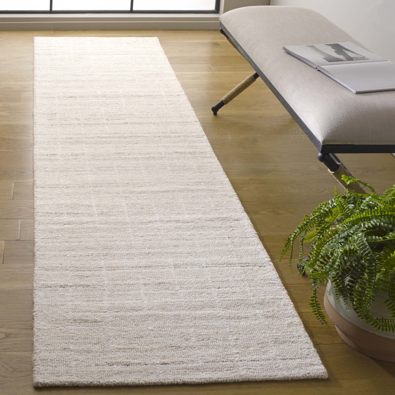 Delsin Ebony Hand Tufted Wool/Cotton Striped Rug in Ivory/Beige, Runner 2'3" x 9'