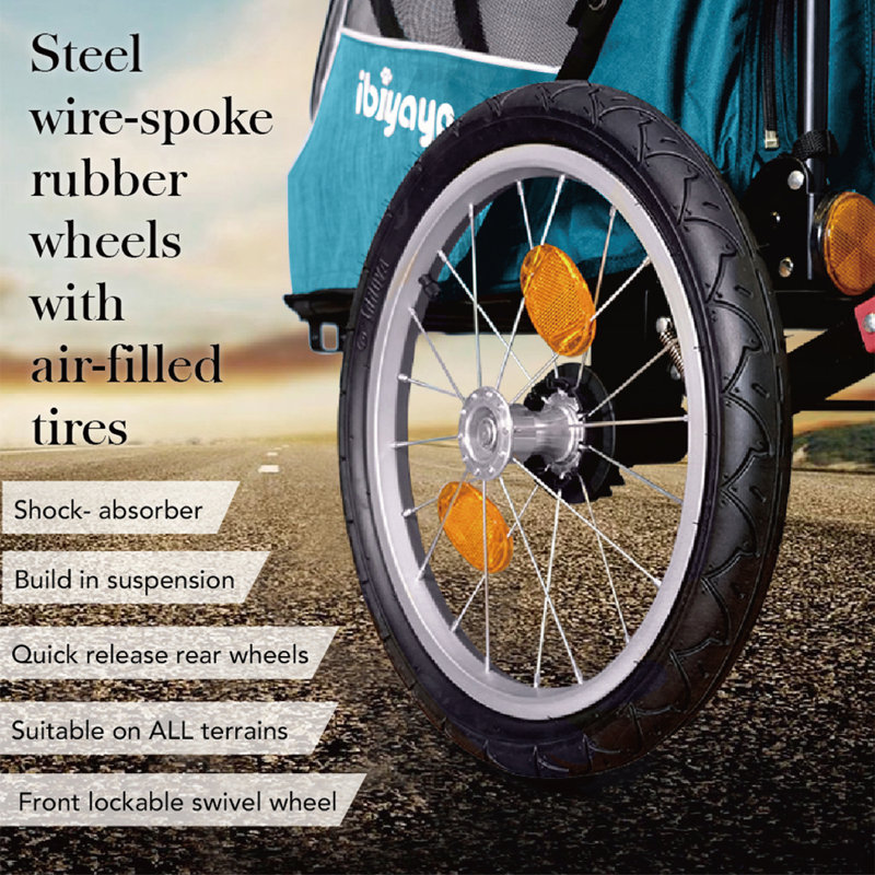 Ocean Blue Foldable 3-Wheel Pet Stroller and Bike Trailer