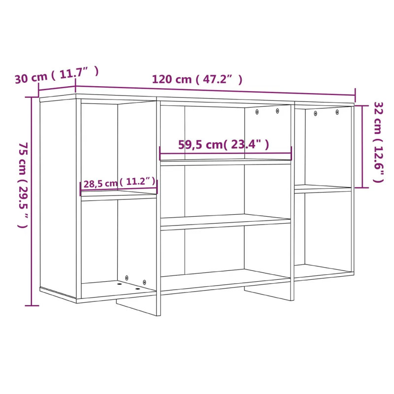 Glynna 120cm Sideboard, Grey Sonoma