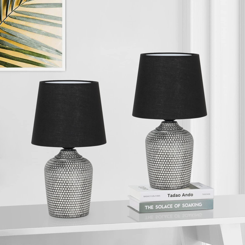 Lampe de table Asahd, Noir, gris
