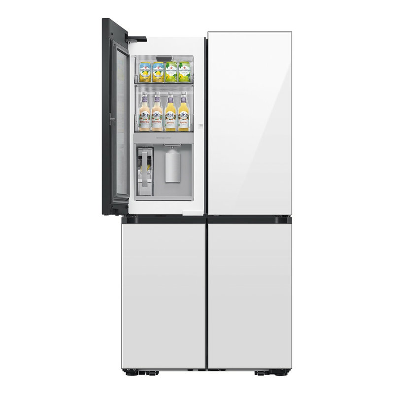 Samsung Bespoke 4-Door Flex Counter Depth Refrigerator 23 cu. ft. with Beverage Zone, White Glass