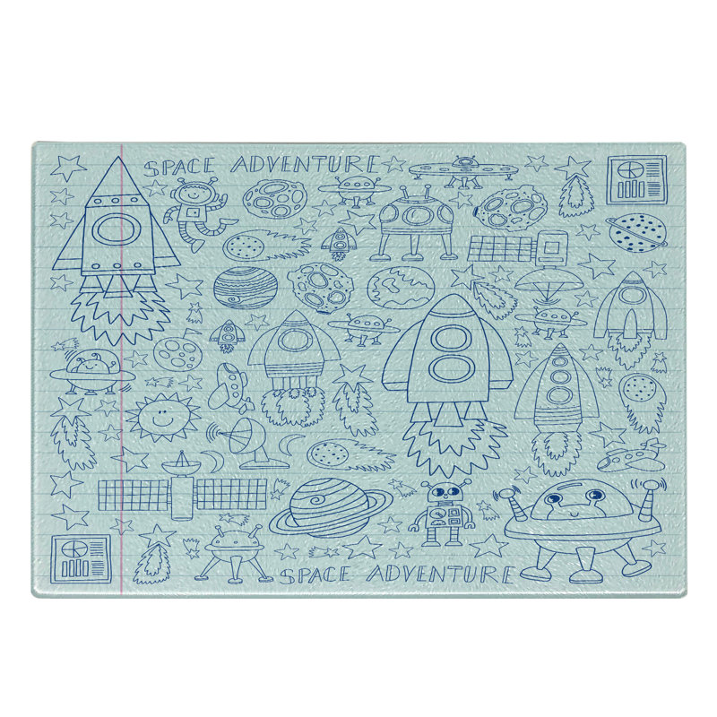 Planche à découper en verre trempé Ambesonne Cosmic Space Adventure Violet Bleu Blanc