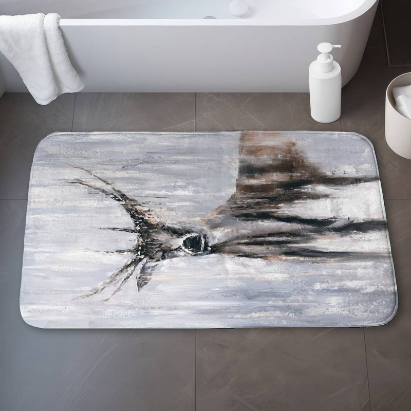 Winter abstract deer Bath Mat with Non-Slip Backing - Quick Dry Memory Foam Bathroom Rug - Absorbent - Modern Plush Spa-Style - Machine Washable