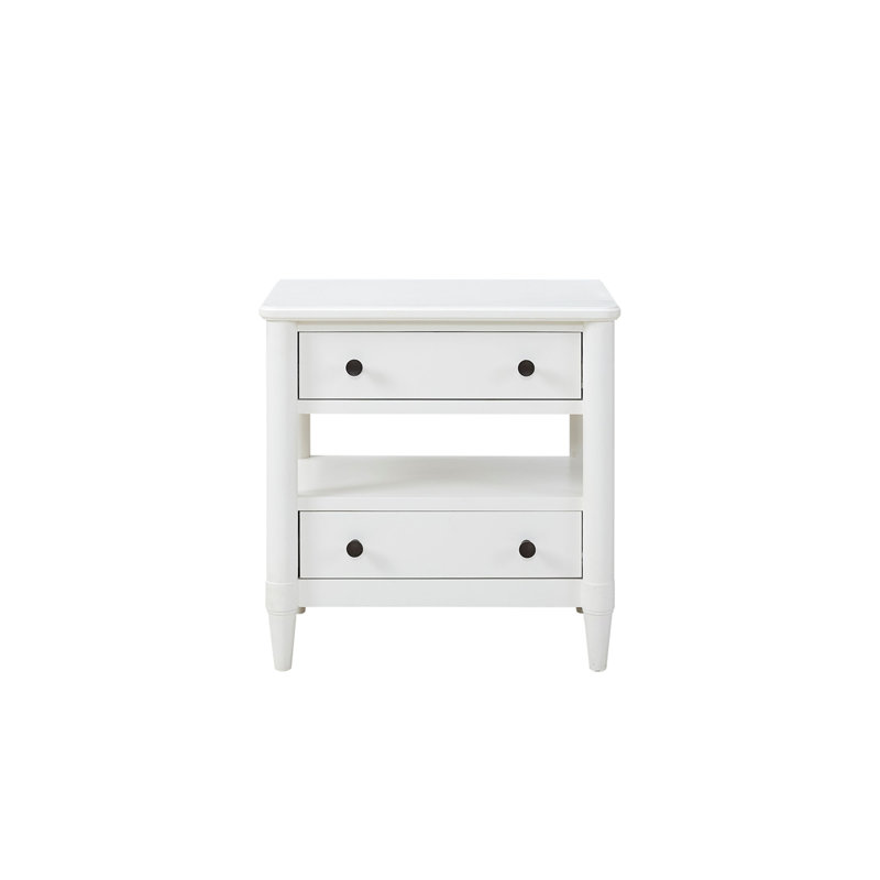 Table de chevet ouverte avec 2 tiroirs, Blanc