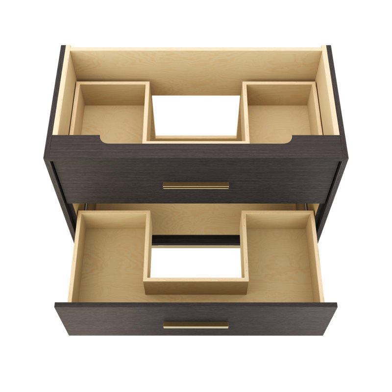 Rift White Oak Two-Drawer Single Bath Vanity, Gray Weathered, Satin Gold, 42"