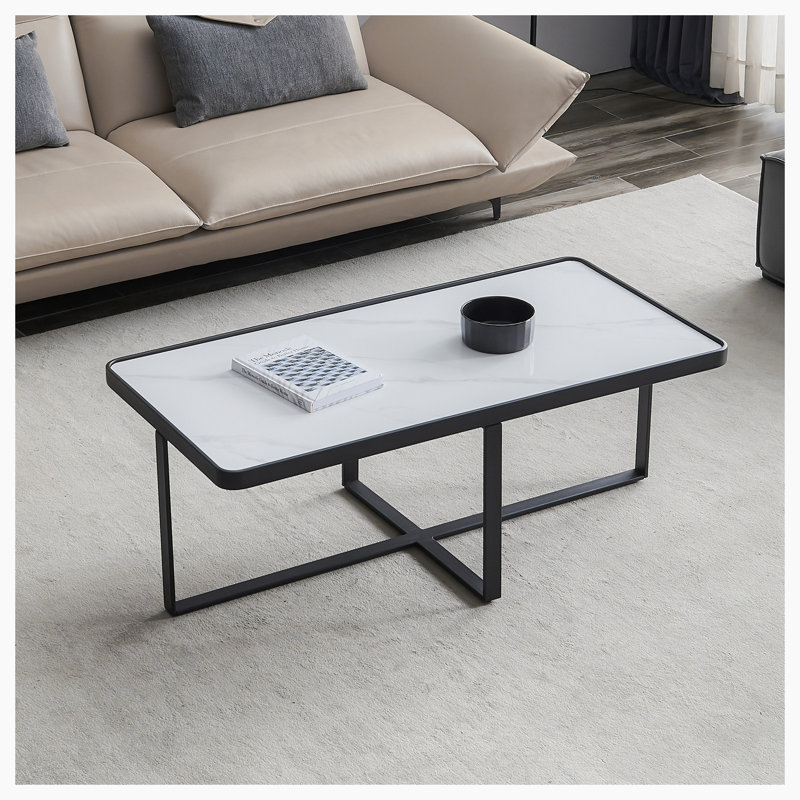 Table basse Taconite, Pierre, Blanc, Noir