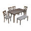 Ensemble de salle à manger de cuisine 6 pièces avec table rectangulaire en bois, 4 chaises rembourrées et un banc, parfait pour les réunions de famille et l'efficacité de l'espace-1857538455