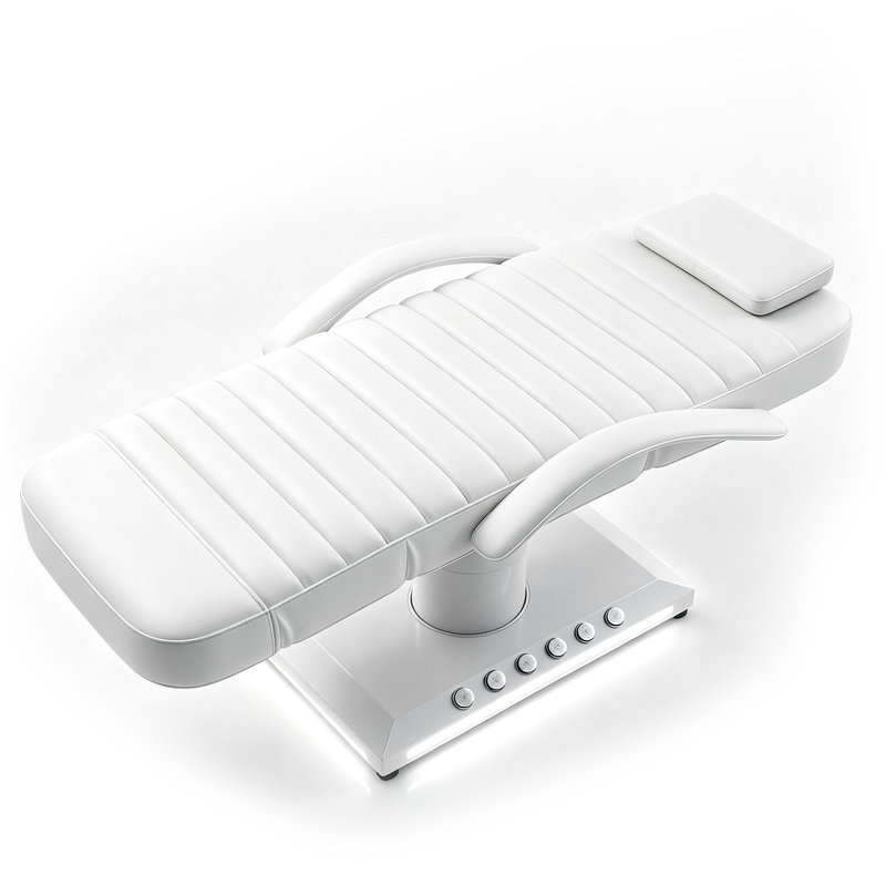 Table de massage électrique professionnelle à 3 moteurs avec hauteur réglable, dossier et repose-pieds, base pivotante, commande au pied et lumière DEL
