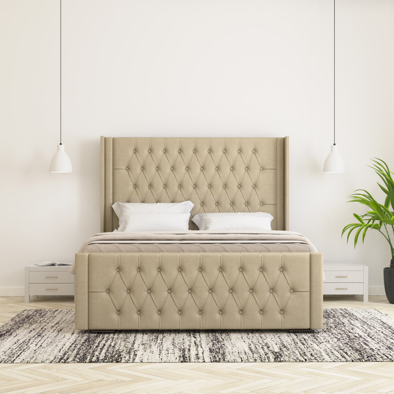 Raoul Upholstered Bed Frame, Kingsize (5'), Coffee