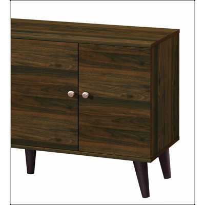 Meuble télé avec 2 tablettes et 1 armoire Amidon, meuble audio-vidéo Mid-Century