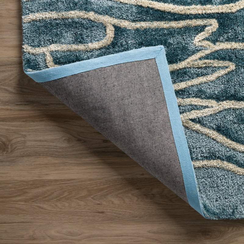 Addison Calabar Transitional Abstract Waves Lagoon 5’ X 7’6" Area Rug, Rectangle 5' x 7'6"