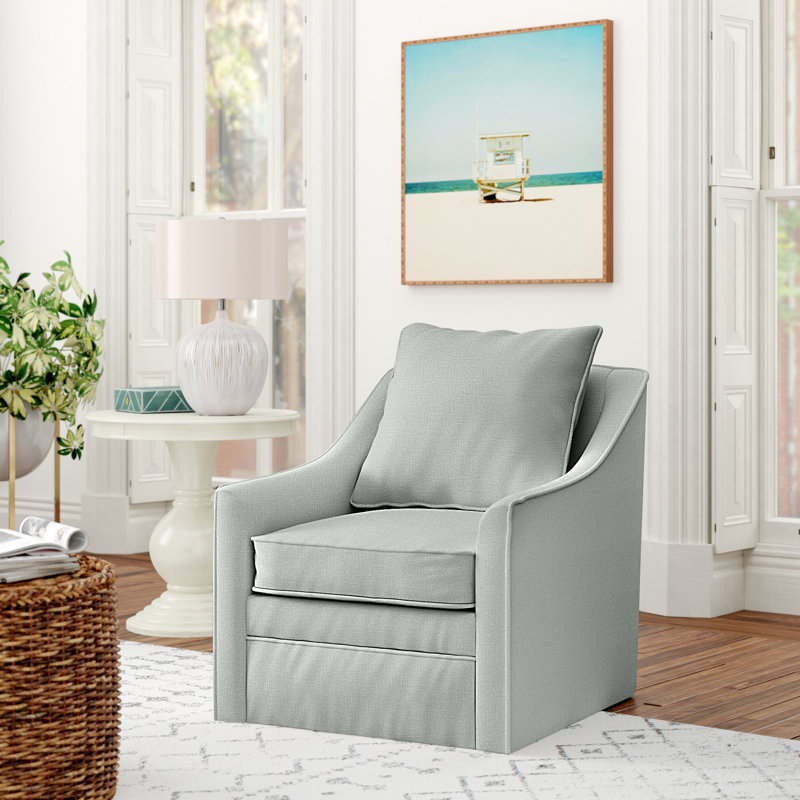 Quincy Upholstered Swivel Armchair, Conversation Capri Basketweave