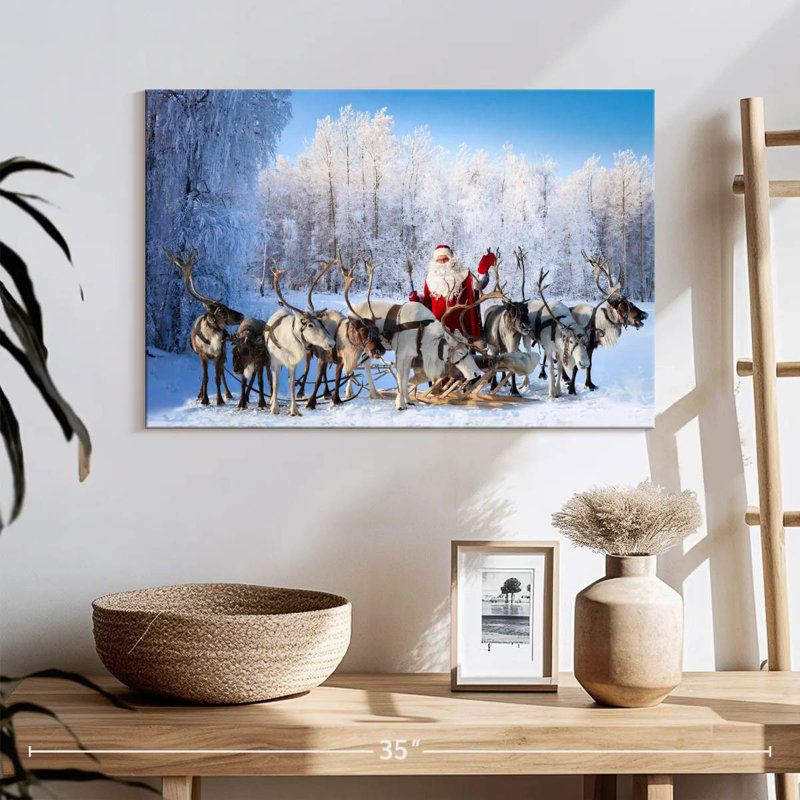 Renne et père Noël, H 16 po x l 24 po