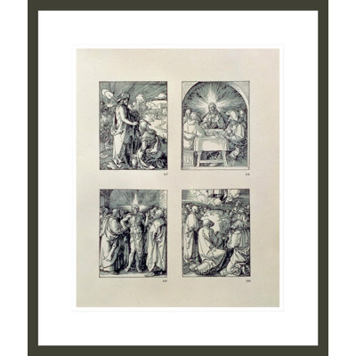 La série «Petite passion»: (dans le sens des aiguilles d'une montre), le Christ apparaît à la Magdalen comme un jardinier le Christ à Emmaüs Christ et le doutant Thomas Ascension par Albrecht Dürer - Impression Giclée encadrée