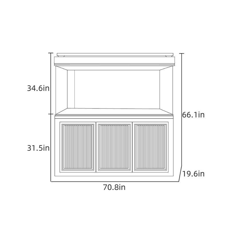 Aquarium noir rectangulaire minimaliste Eco, 165 gallons (H 66,1 po x l 70,8 po x P 19,6 po)