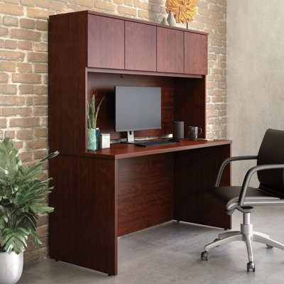60" X 24" Desk With Hutch, Red Finish