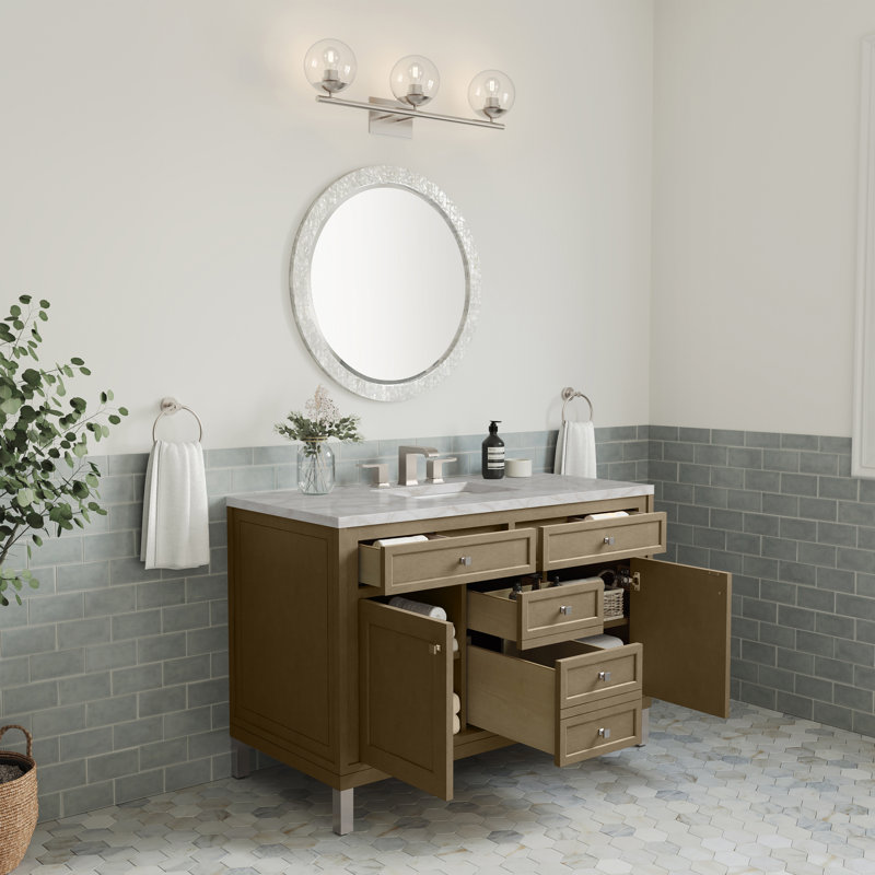 Chicago 48 in. Single Vanity, Walnut Whisper, Victorian Silver