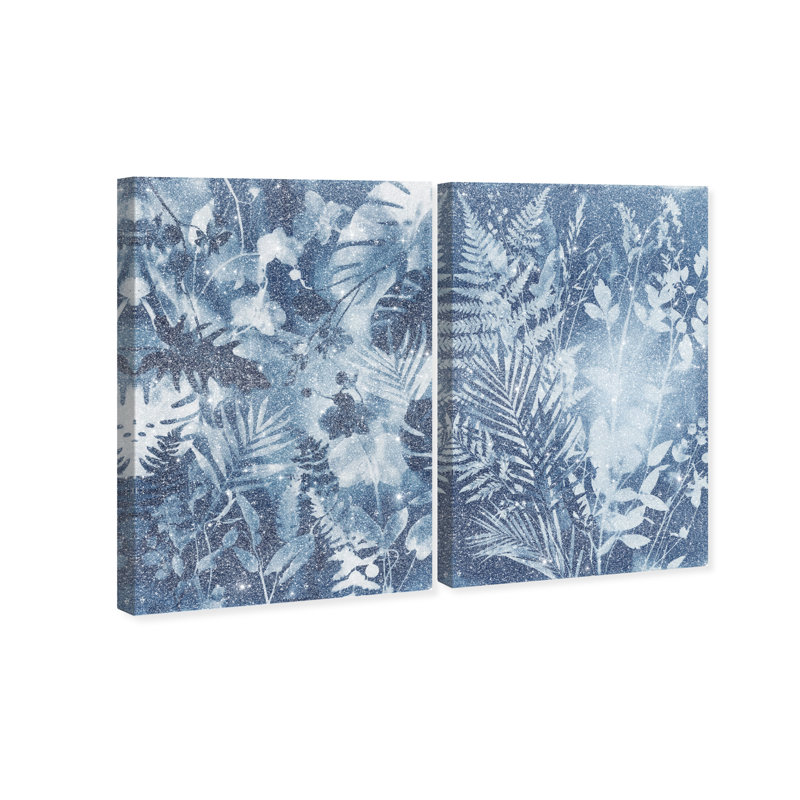 Blue Folliage Set Set by Oliver Gal, 36"H x 54"W, Gallery Wrapped